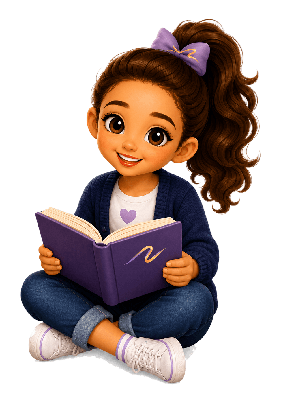 Harper, the Sý Learning reading buddy, holding a book.